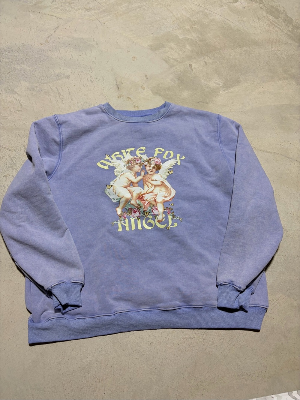 White fox boutique angel Vintage-Style Lavender Graphic Crewneck Sweatshirt s/m